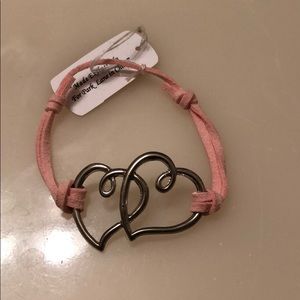 Pink Silver heart bracelet